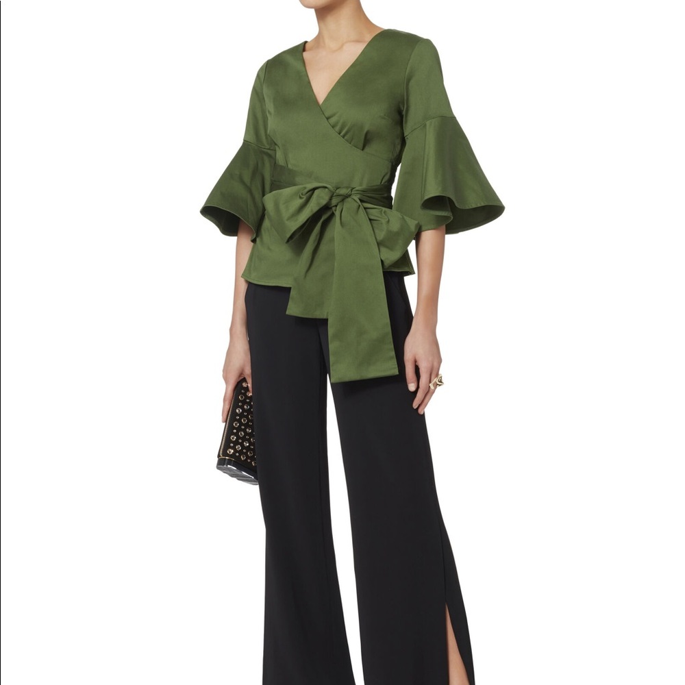 Alexis Kiera Poplin Wrap Top. Olive/Army. Size Large. Intermix - Picture 13 of 13